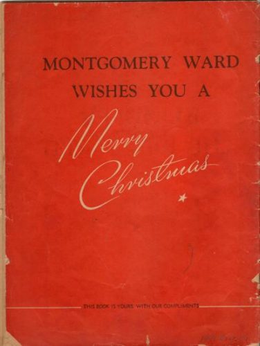 Portada de "Rudolph o reno do narís vermello". Nela só aparece a lenda dos almacéns Montgomery Ward desexando un feliz Nadal. 1939.