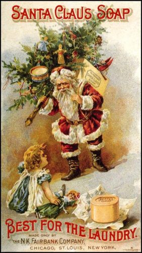 Anuncio de Xabrón de Santa Claus da N. K. Fairbank Company N. Y. 1880.