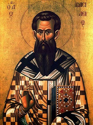  Icono que representa a Agios Vasilis (San Basilio o Grande) bispo.